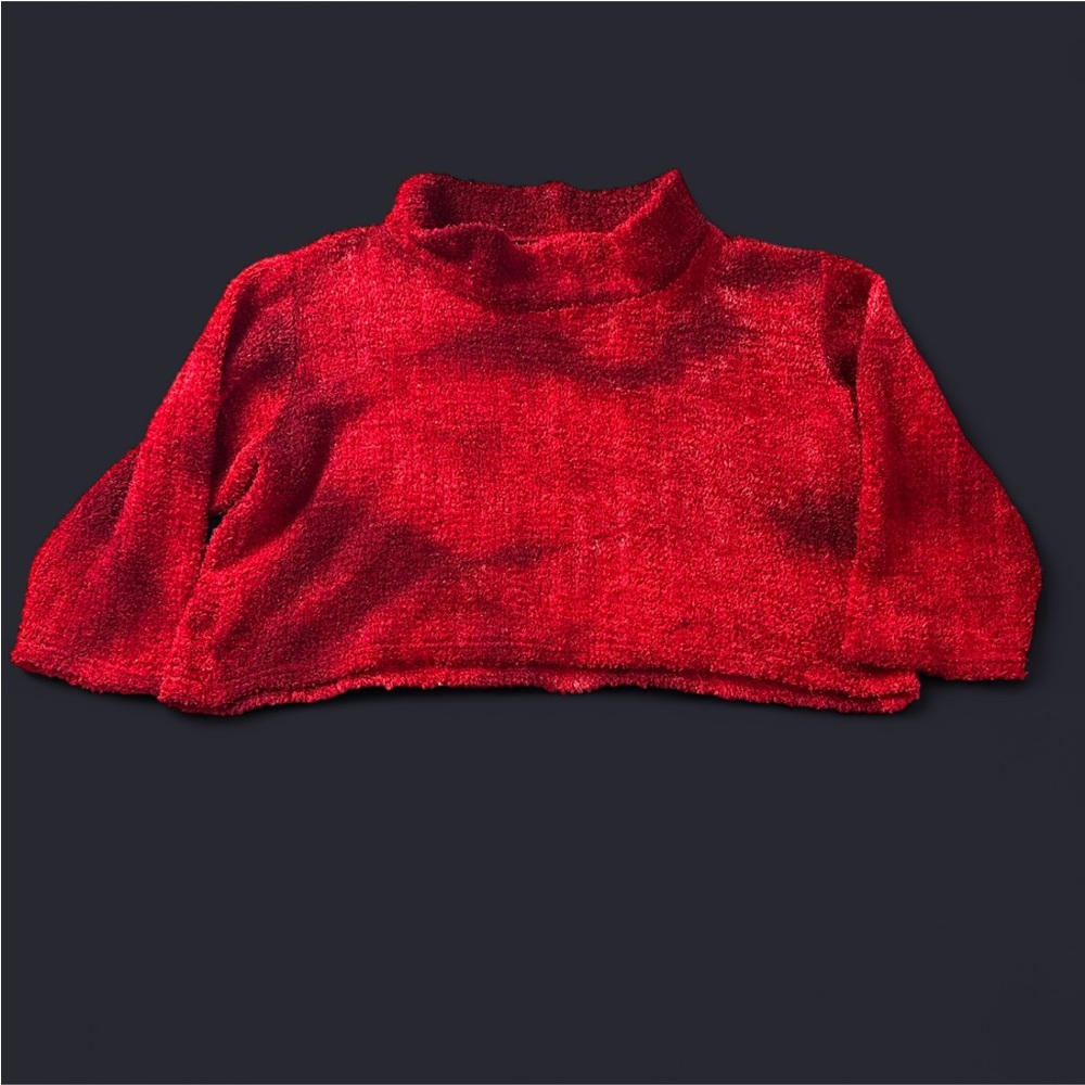 Fredrick’s of Hollywood red fuzzy cropped sweater